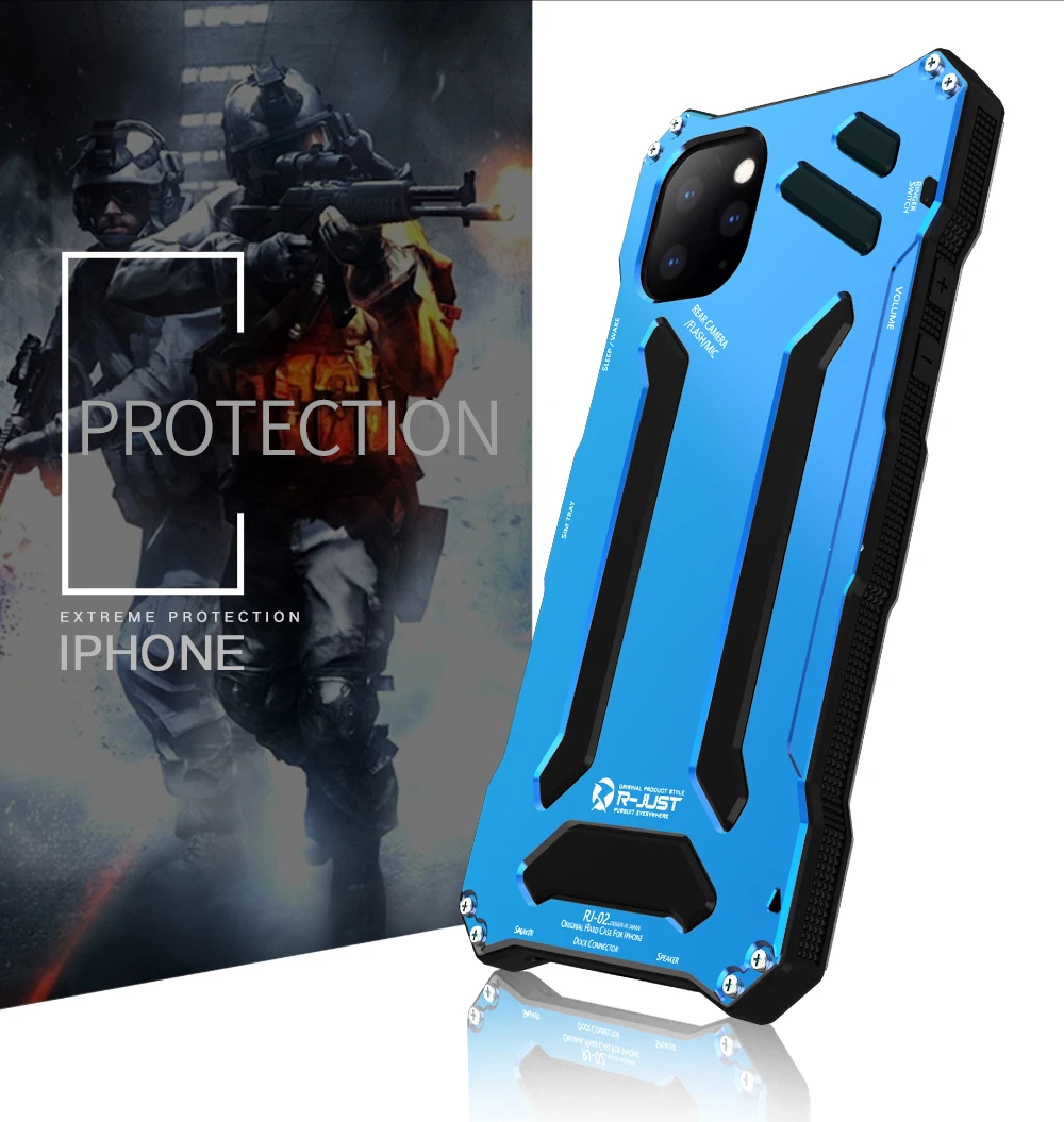 Синий Алюминиевый металлический чехол для iPhone11 11 Pro Max 11 Pro XS XR чехол для телефона s Gundam Life водонепроницаемый противоударный - Цвет: Синий