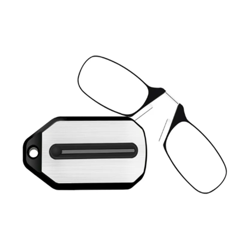 Очки для чтения без пальцев с клипсой для носа, мини складные очки для чтения, для мужчин и женщин, легко носить с собой, чехол с цепочкой для ключей YS03 - Цвет оправы: YS03 Black