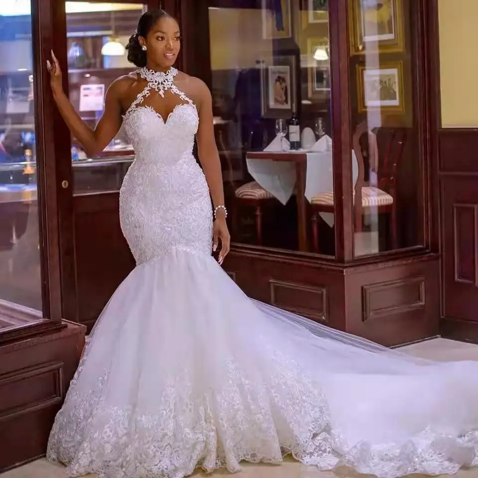 black wedding dresses MYYBLE 2022 Arabic Aso Ebi Vintage Lace Beaded Wedding Dresses Sheer Neck Mermaid Bridal Dresses Sexy Cheap Wedding Gowns affordable wedding dresses