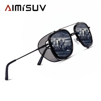 

AIMISUV 2020 Retro Steampunk Sunglasses Men Designer Square Steam Punk Metal Shields Sunglasses For Women UV400 Gafas de Sol