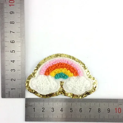 1Pc Sequin Chenille Embroidery Patches Rainbow/Lightning/Heart Patches Appliques Iron On Patches For Children Woman Clothes 