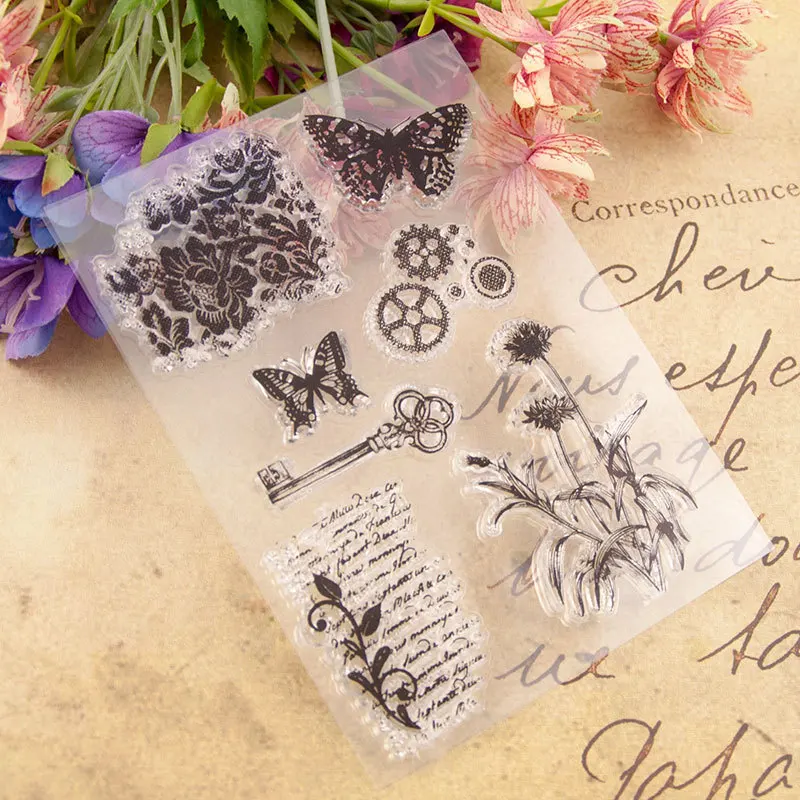 Butterfly Clear Stamps DIY Scrapbooking Craft Supplies Rubber Silicon Seals Card Album Hobby ink pad Stamping clear stamps clear rubber stamps