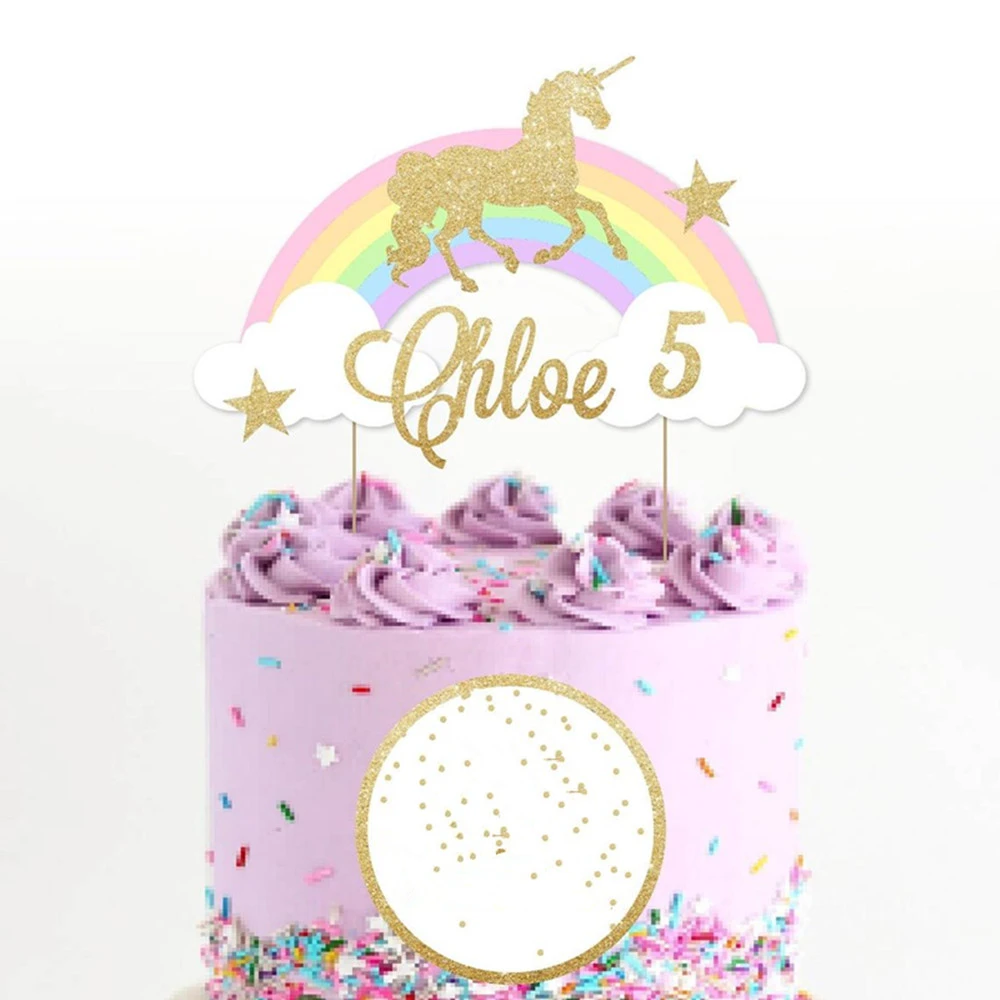 Garniture De Gateau Licorne A Paillettes Personnalisee Avec Nom Et Numero Garniture De Gateau Licorne Arc En Ciel Piece De Centre De Gateau A Paillettes Personnalisee Aliexpress