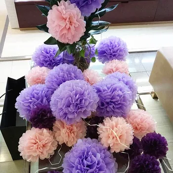 

10PCS 14" 35cm tissue paper flower balls pom poms wedding party fetival decoration paper craft 20colors