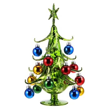 

Christmas Tree Figurines Decoration Ornament Tabletop Miniature Glass Craft