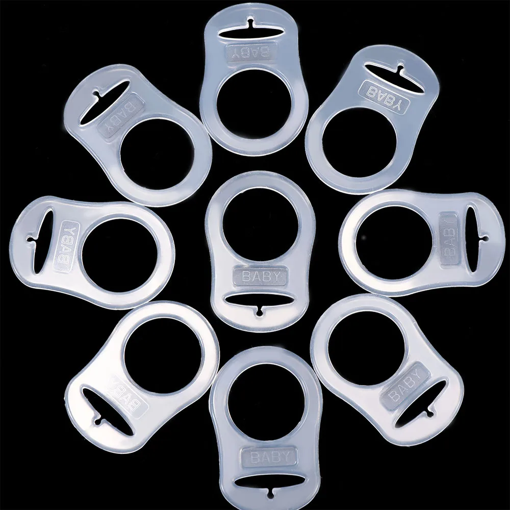 Venta caliente 10 unids/set bebé chupete Clip silicona transparente botón bebé mamá anillo maniquí chupete titular adaptador Clip accesorios de bebés kblOKZplM