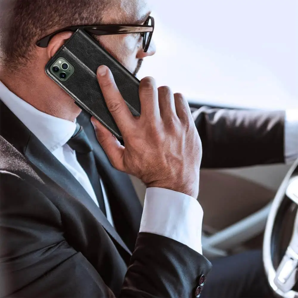 Jisoncase для iPhone 11 Pro Max кожаный флип-чехол с кредитными отделениями Магнитный чехол-бумажник с застежкой для iPhone 11 Pro Max 6,5”