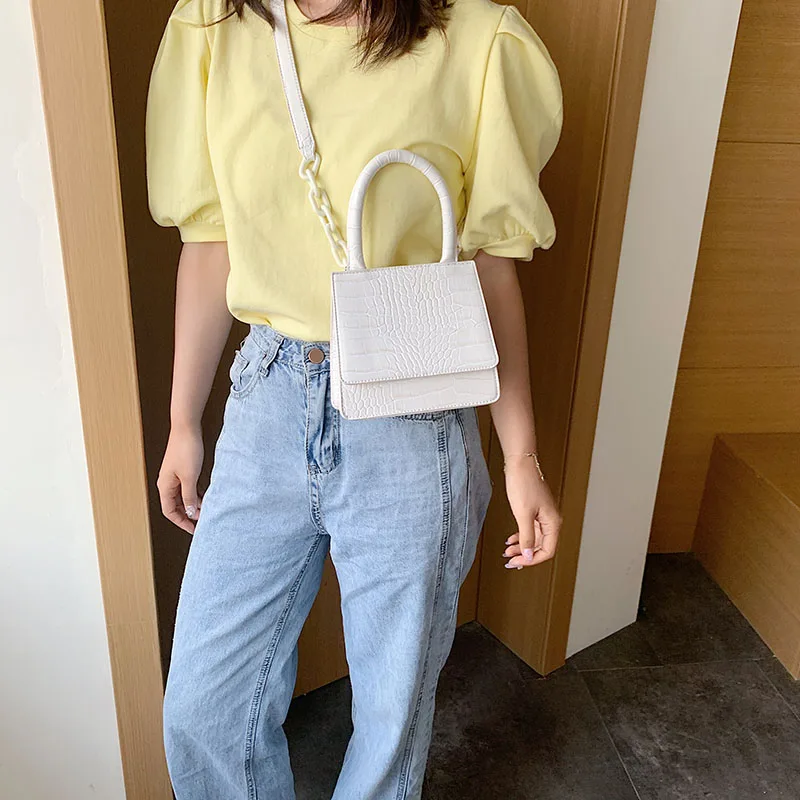 Мини Сумки из искусственной кожи с крокодиловым узором и цепочкой для женщин 2020