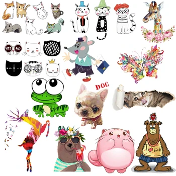 

Cat giraffe Animal Heat Transfers Iron On Patch For T-shirt Stickers Applications For Clothes child Decorative Appliques Badges