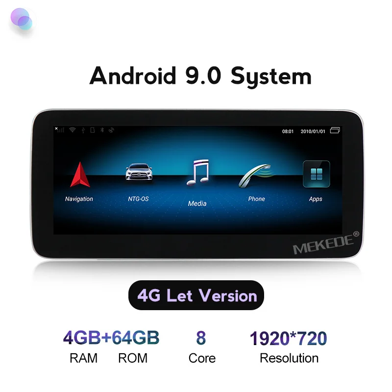 10,2" ips экран Android 9,0 автомобильный Dvd Navi проигрыватель для Mercedes benz C Class W204 2008-2010 автомобильный мультимедийный плеер - Цвет: 4G 64G 4G LTE