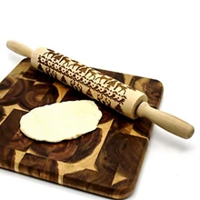 Рождественские деревянные 3D Скалки с тиснением, тиснение Скалка с гравировкой рождественские тематические символы для выпечки с тиснением повара