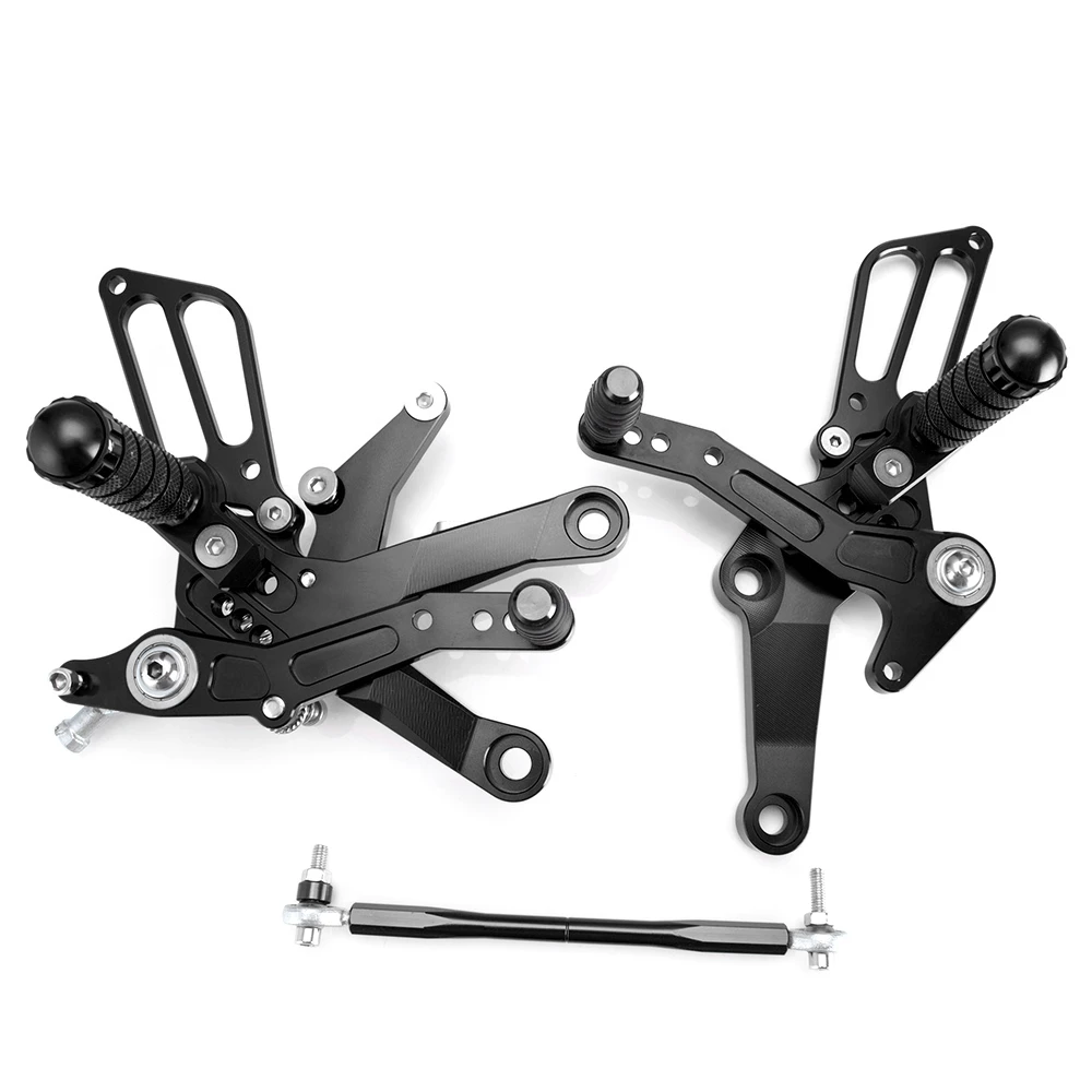 Black BJMOTO CNC алюминиевые мотоциклетные подножки Регулируемые задние наборы подножки для Kawasaki Ninja 400 Ninja 250 - Цвет: Black