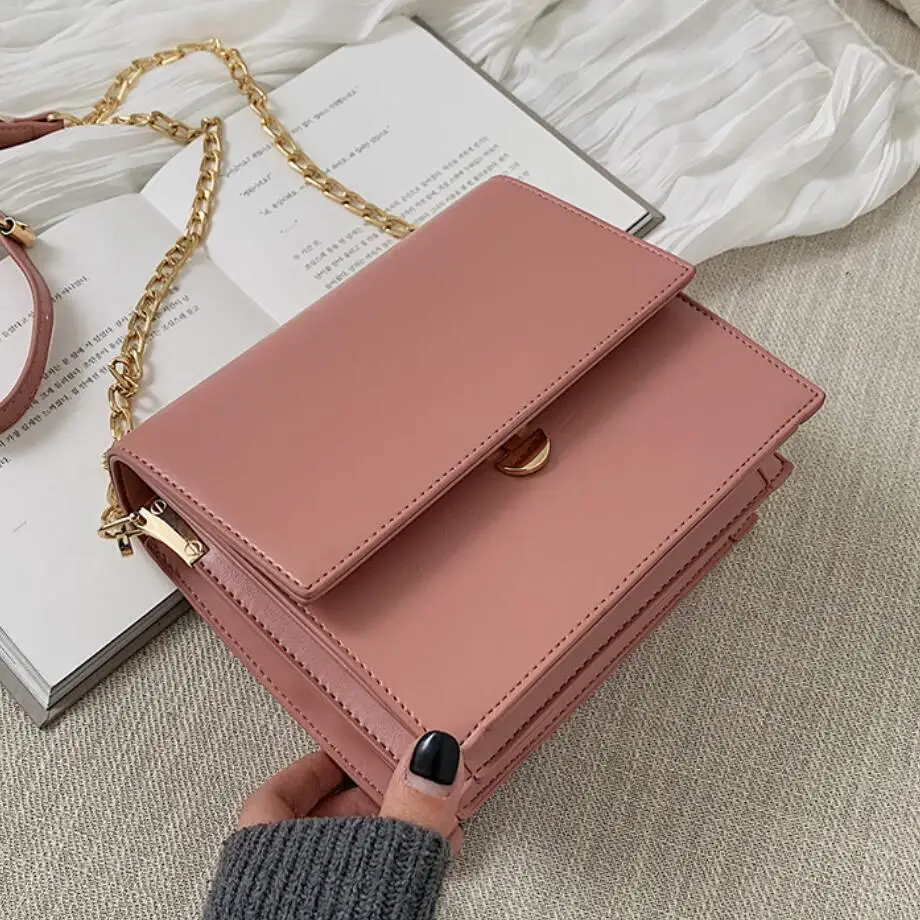 

Women's Designer Luxury Brand Handbag 2020 Fashion New High Quality PU Leather Flip Square package simple Shoulder Messenger Bag