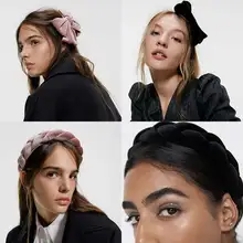 Dvacaman ZA хлопок бант оголовье широкий крест узел обруч для волос аксессуары зима модная разноцветная Цвет Толстая повязка на голову