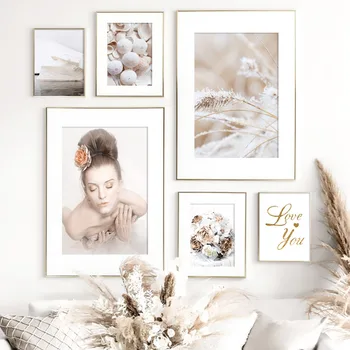 

Girl Flower Plant Shell Quote Wall Art Canvas Painting Nordic Posters And Prints Landscape Wall Pictures For Living Room Decor