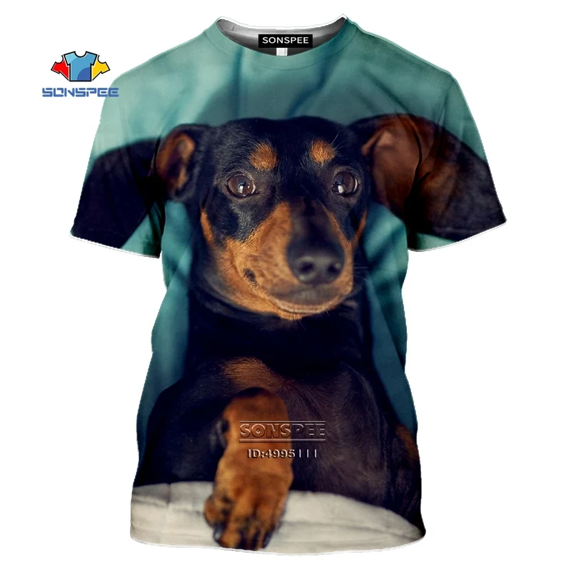 T-Shirt 3D Printed Black and White Dogs Silhouettes Dachshund Dalmatian Chihuahua Scotchterrier Casual Tees 