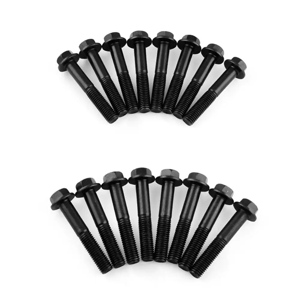 16pcs 7.3L Metal Manifold Bolts Stable Modification Powerstroke Exhaust Manifold Bolt Kit Car Set for Ford F250 F350