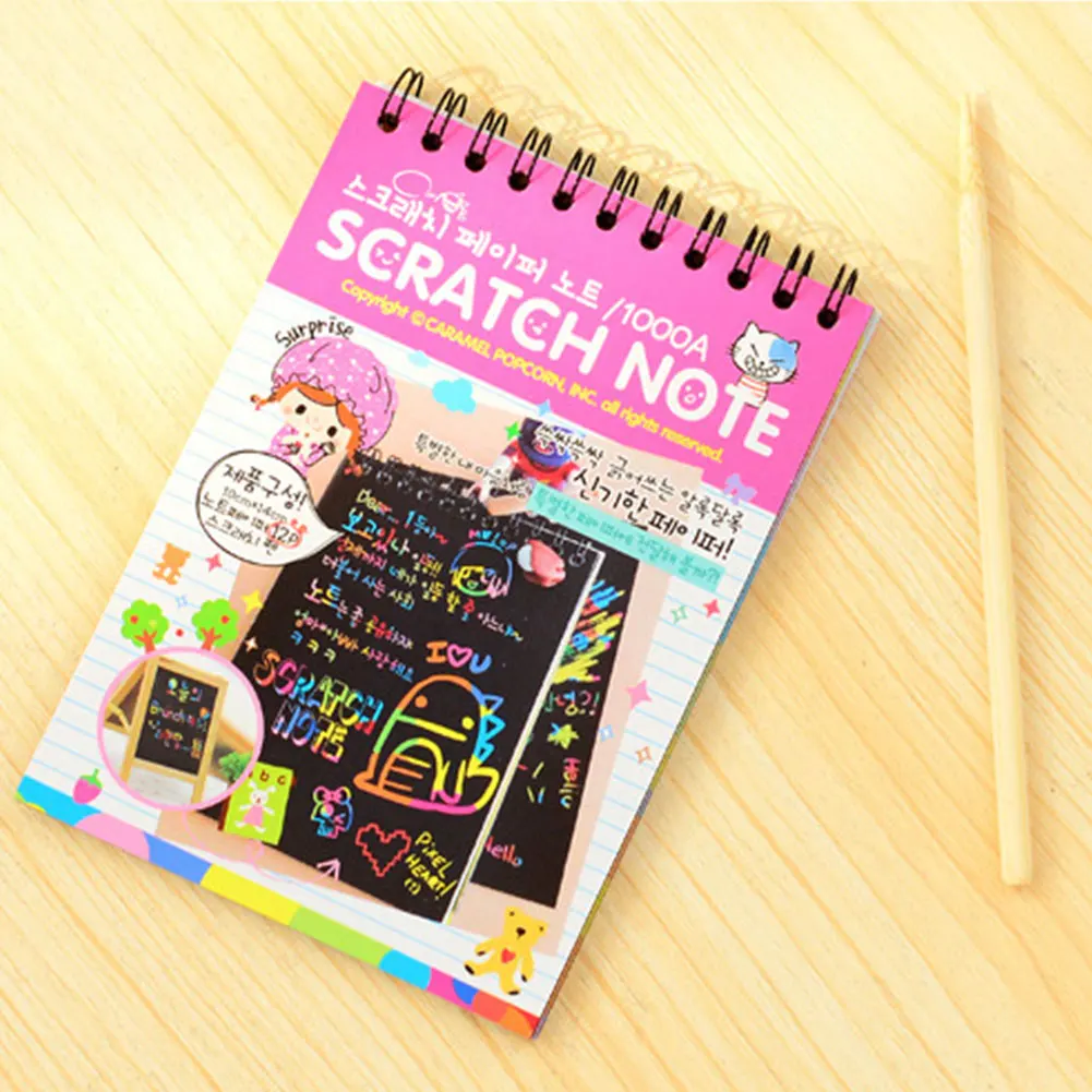 Эскиз Новинка граффити живопись Note Игрушка Дети DIY Рисование царапин книга блокнот на кольце Канцтовары Школьные принадлежности подарок черный пустой