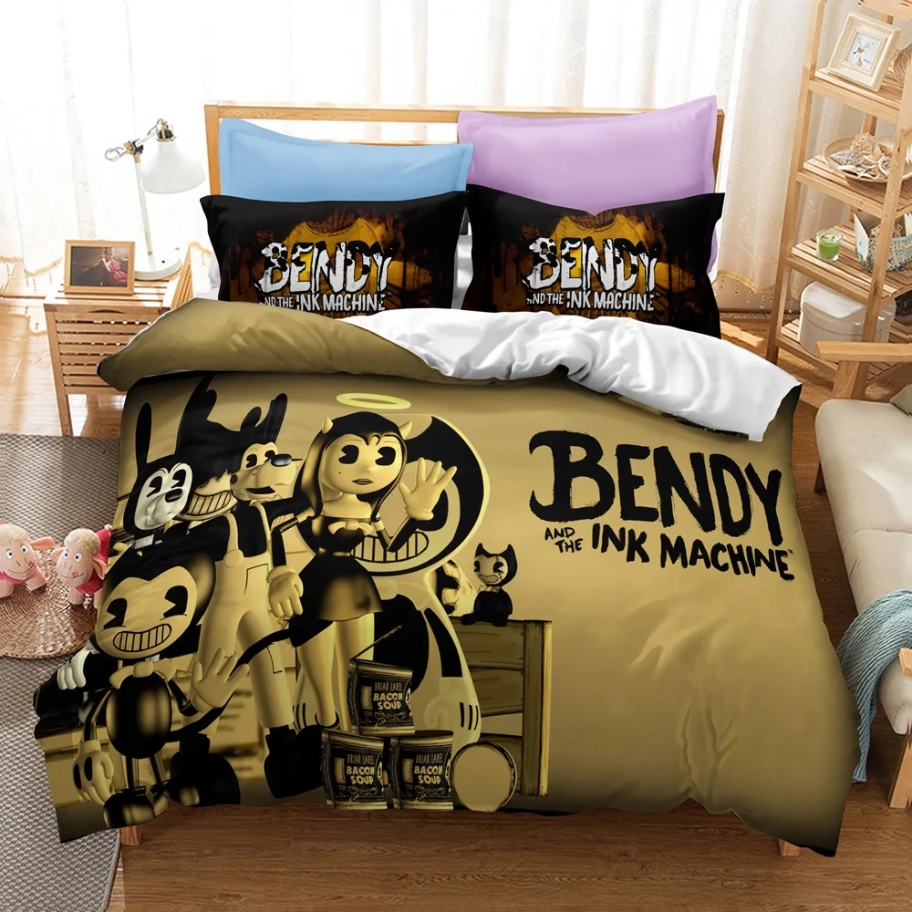 

Bendy and The Ink Machine Printed Cartoon Classic Duvet Cover Set Single Double Twin Full Queen King Size Bedroom Decor