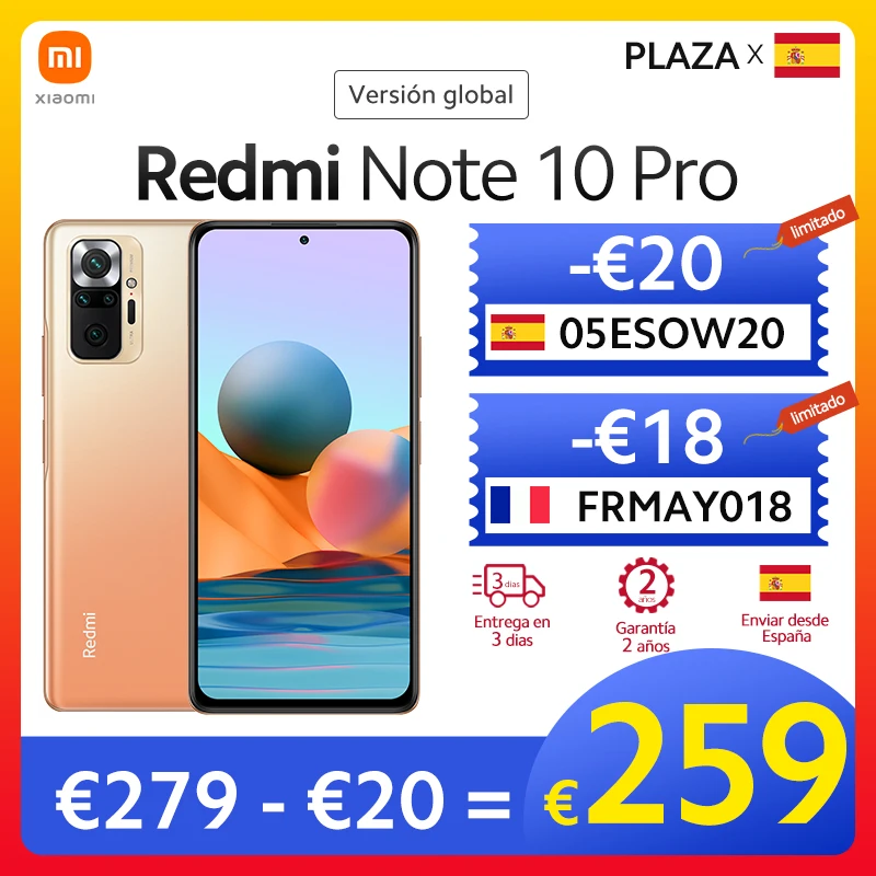 En Stock mundial versión Xiaomi Redmi Note 10 pro Smartphone Snapdragon 732G 108MP Cámara 6,67 AMOLED DotDisplay120Hz nota 10Pro