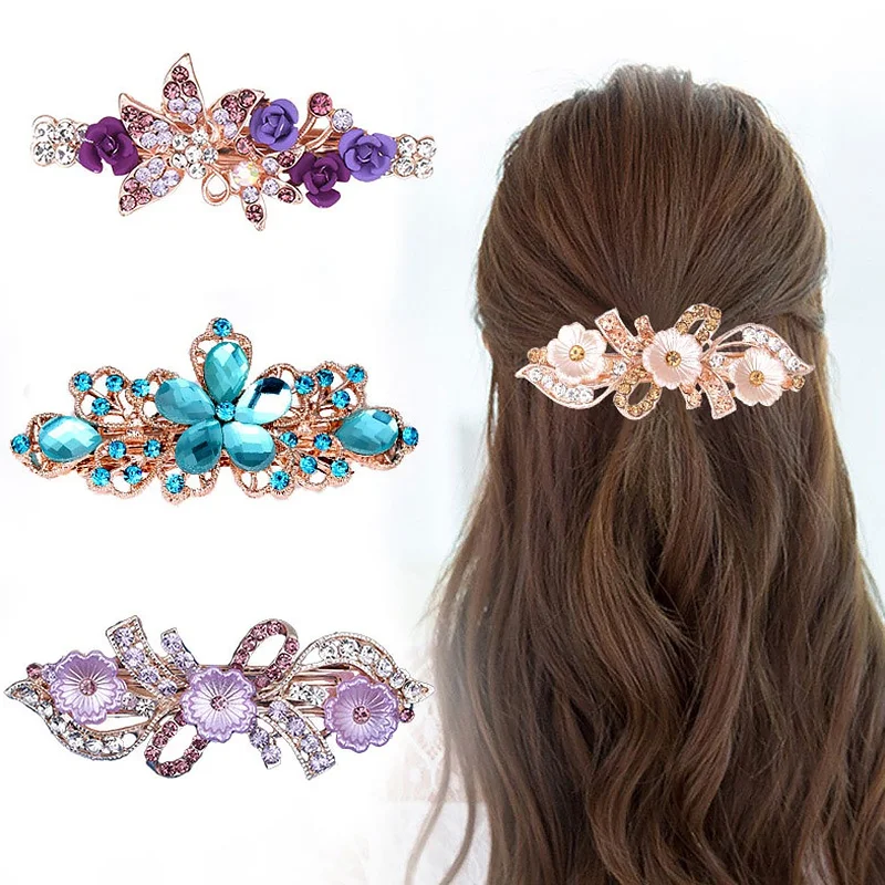 

Women Rhinestone Crystal Hair Clip Butterfly Hairpin Elegant Elegant Barrette Hair Accessories