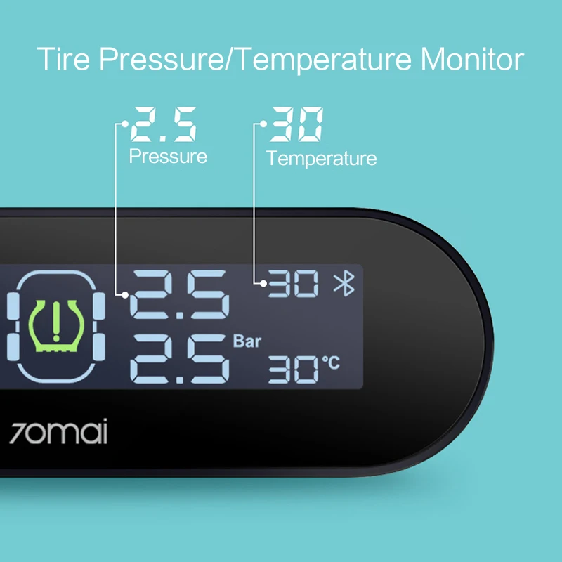 XIAOMI TPMS 70mai Тестер давления в шинах монитор Солнечная энергия 70 Mai приложение ЖК-дисплей Автомобильная охранная сигнализация давление в шинах