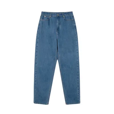 Свободные винтажные женские джинсы Осенние повседневные Джинсы бойфренда стиль джинсовые брюки с высокой талией уличная джинсовые брюки - Цвет: dark blue