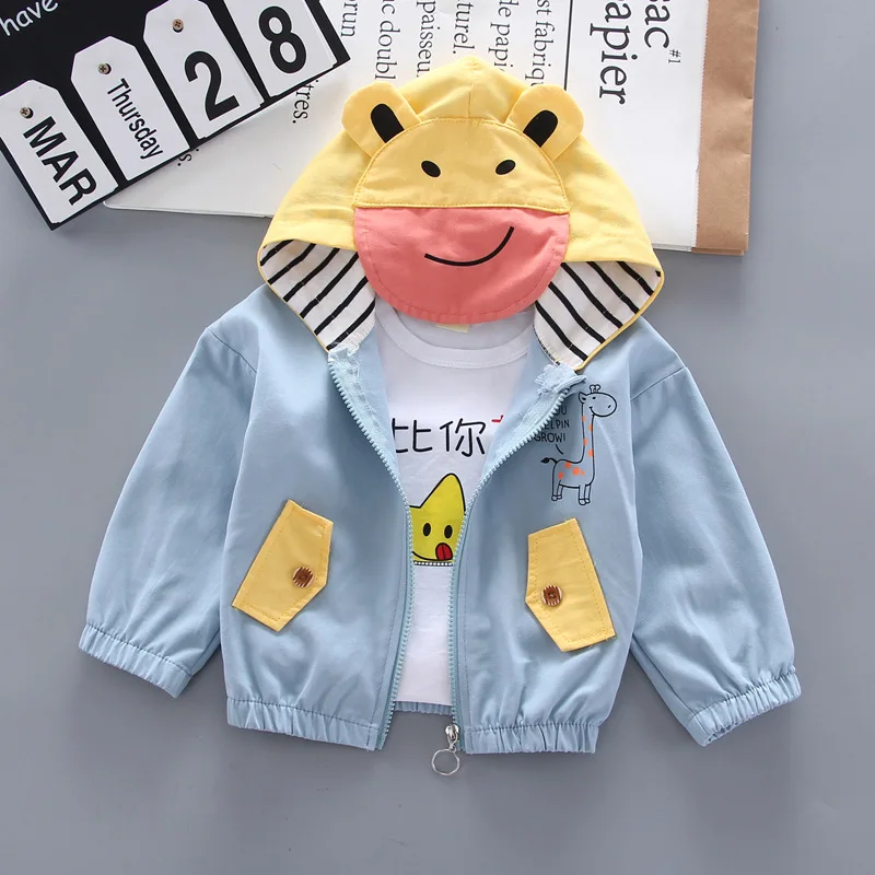 

Cute BOY'S Cartoon Giraffe Zip-up Jacket 2020 Spring New Style Infants Child Korean-style Tops One-Piece Trench Coat