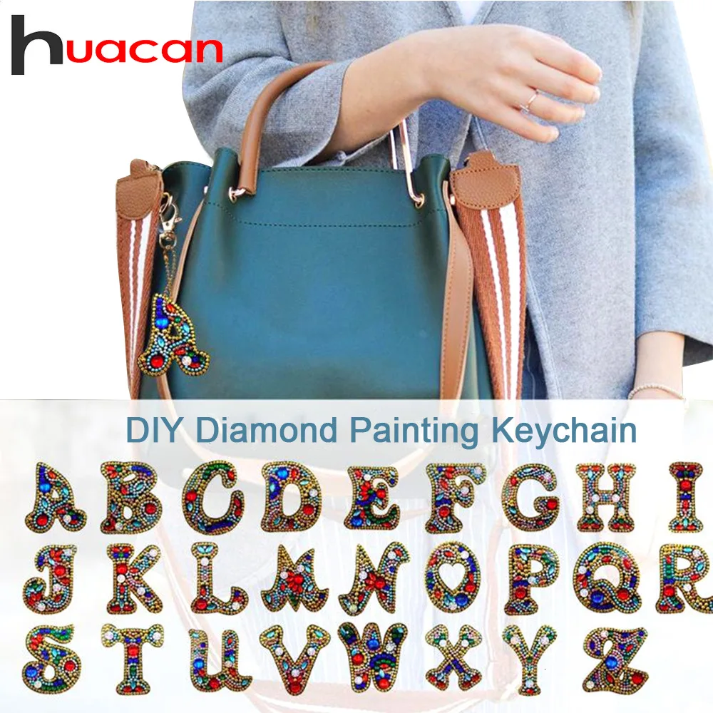 

Huacan 5D Diamond Painting Keychain Letters Special Shaped Mosaic Diamond Picture Accessories Keyring Love