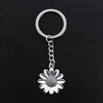 

Hot Fashion Sunflower Flower 30x26mm Pendant 30mm Key Ring Chain Bronze Silver Color Men Car Gift Keychain Dropshipping