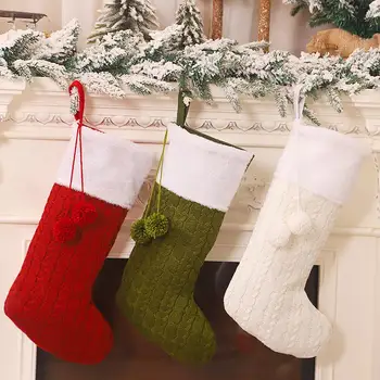 

Christmas Stocking Sock Candy Gift Bag Container Tree Hanging Pendant Decoration