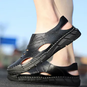 

Men's Sandals Summer New Soft Sandals Comfortable Men Shoes Leather Sandals Big Size Soft Outdoor Men Roman Sandals#g30