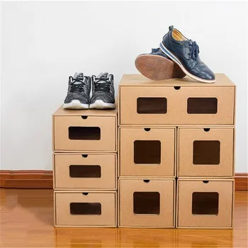 

Drawer Shoe Box 2pcs/set Space Saving Storage Organizer Container Box Thickened Kraft Cardboard Box Transparent Receptacle