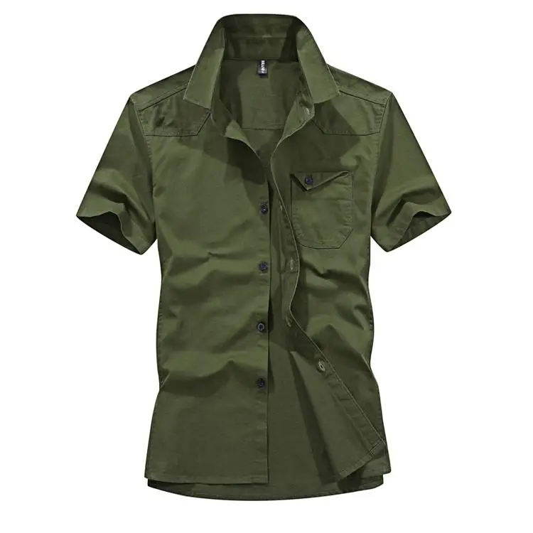Брендовая одежда мужские рубашки Модные Повседневные Лето Осень Homme Camisa Masculina рубашка с коротким рукавом Хлопок Мужской размера плюс S-6XL - Цвет: army green shirt