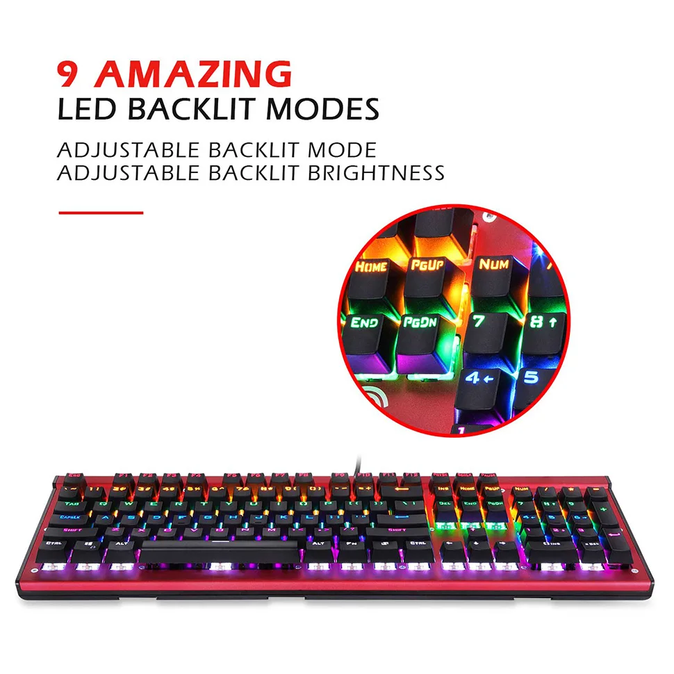 EasySMX SI-2029 Mechanical Keyboard LED Customizable Backlight 50 Million Keystrokes Life 104 Key N-Key Rollover For PC Gamers