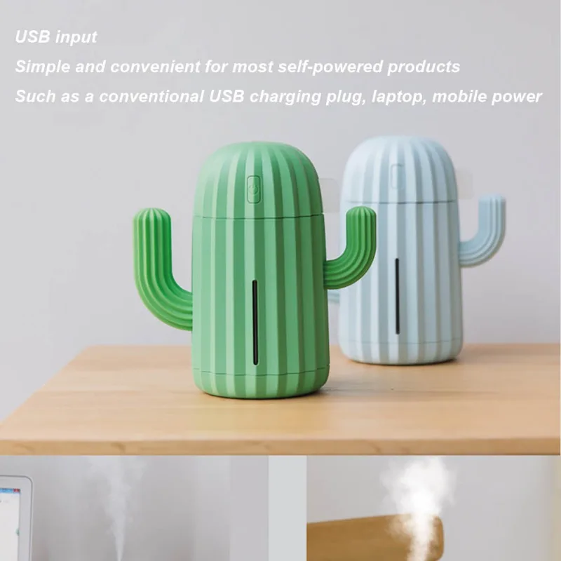 USB Ultrasonic Air Humidifier Cactus Timing Aromatherapy Essential Oil Diffuser Aroma Mist Maker Fogger Mini with light