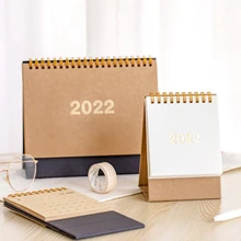 

3 Sizes 2022 Simple Black Khaki Desktop Calendar Dual Daily Schedule Table Planner Yearly Agenda Organizer Office Supplies