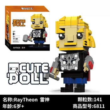 

Thored Building Blocks 141pcs Deadpool Panther Loki Figures Spiderman Mini Brick Headz Christmas Toys for children 6811