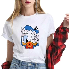 

Cute Disney Series Women Tshirt Cartoon Donald Duck Female Teeshirt Funny White Round Neck Short Sleeve Summer Top Girl Favorite