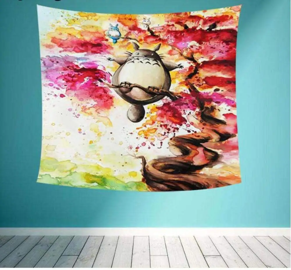 

Cartoon Anime Totoro Wall Tapestry Cat Pattern Decoration