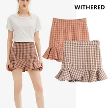 Увядшая Осенняя английская винтажная клетчатая юбка в клетку с оборками, юбка-рыбий хвост женские юбки mujer moda сексуальные мини-юбки женские