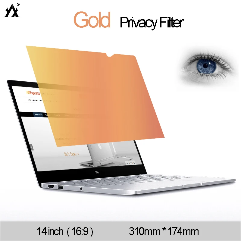 14 inch 16:9 310mm*174mm Gold Privacy Filter Screen Protectors Laptop Privacy Computer Monitor Protective Film Notebook Computer