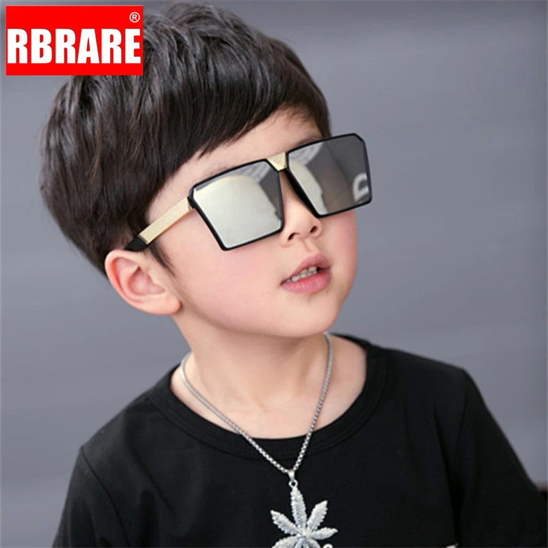 RBRARE Classic Square Sunglasses Girls Boys Colorful Mirror Children Glasses Concave Shape Personality Anti-UV Street Beat Kid cute sunglasses