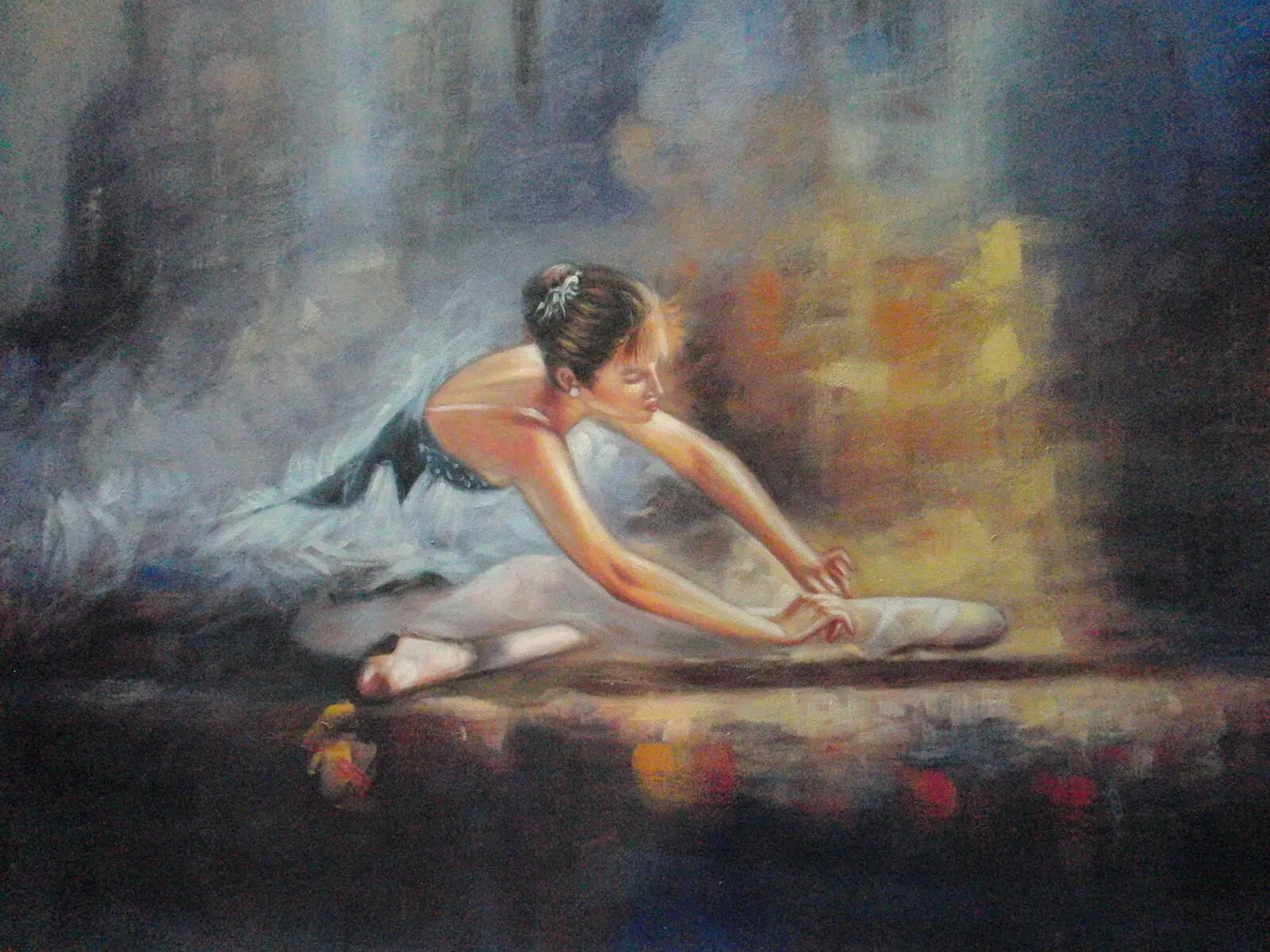 

Ballerina Oil Painting 28x16 not poster or print. Abstract art Fine art Ballet