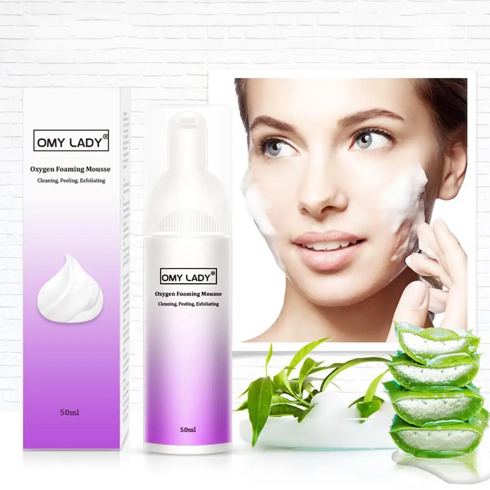 

OMYLADY Face Cleanser Oxygen Foaming Mousse Deep Cleansing Moisturizing Oil Control Shrink Pores Remove Blackhead Face Wash
