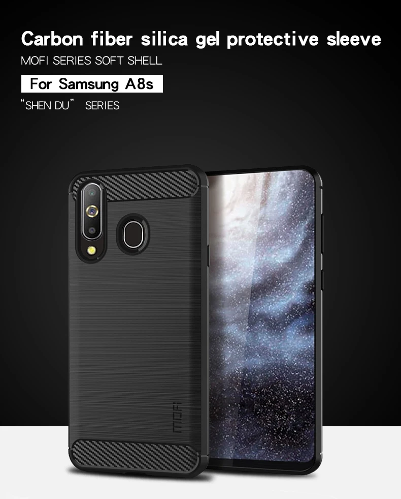 Чехол для телефона MOFi для samsung Galaxy A8S, противоударный чехол из углеродного волокна, силиконовый чехол из ТПУ для телефона samsung A8S