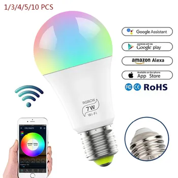 1/3/10pcs E27 Wifi Smart LED Lamp 7 W Intellegent Waarschuwen Verlichting Dimbare LED Lamp App controle Werk met Alexa Google Assistent
