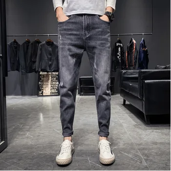 

2019 Autumn And Winter New Korean Version Of The Small Harlan Fashion Casual Solid Color Loose Wild Jeans Male 28-36