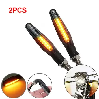 

2Pcs LED Motorcycle Turn Signals Light Tail Flasher Flowing Water Blinker Bendable Motorcycle Flashing Turn Signals Lights