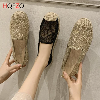 

HQFZO Casual Women Loafers Breathable Flat Platform Slip On Mesh Shoes Women Footwear Ladies Shoes Fisherman shoes 2020 New